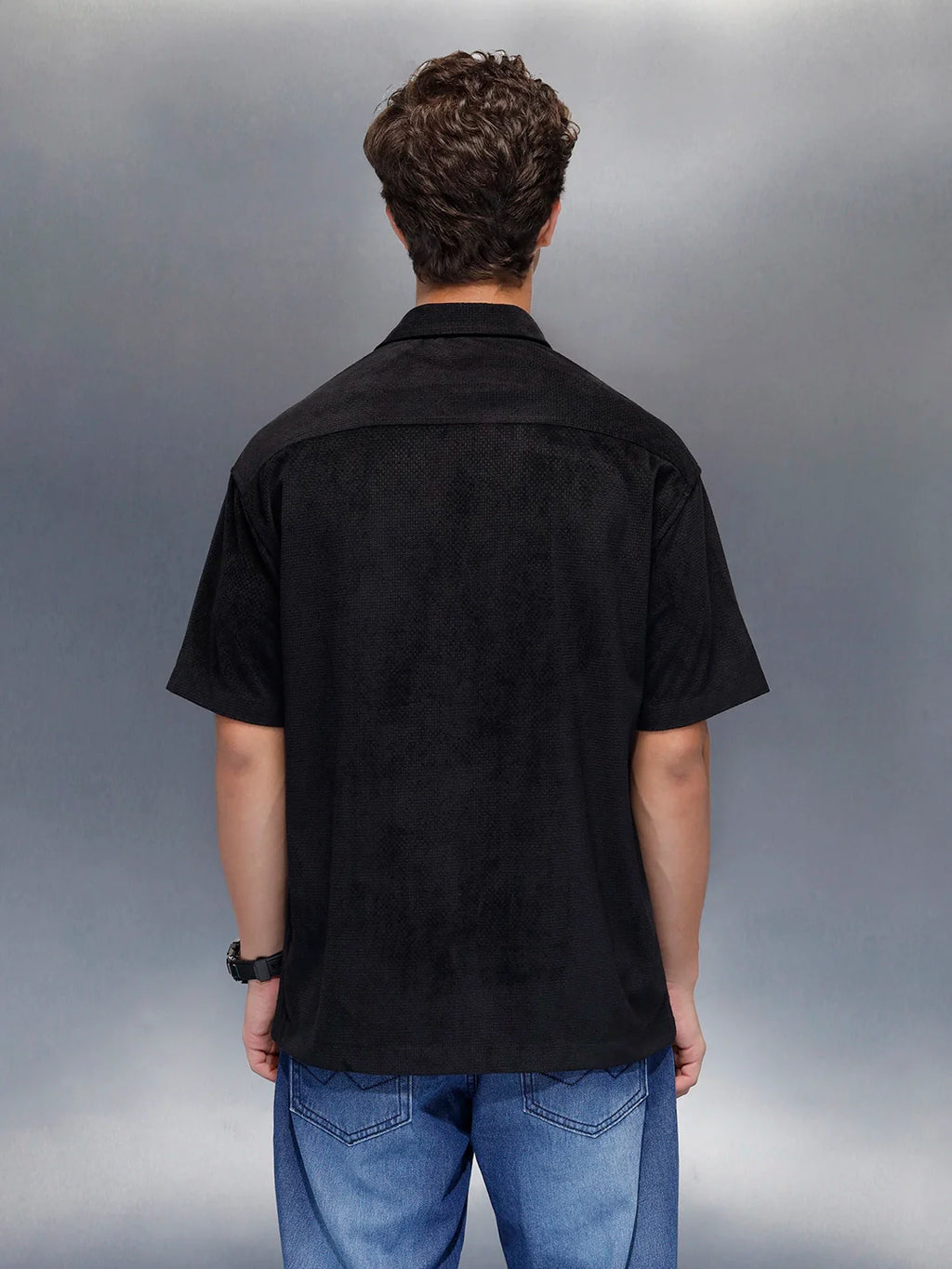 Men's casual oversize half sleeve shirt  | Black