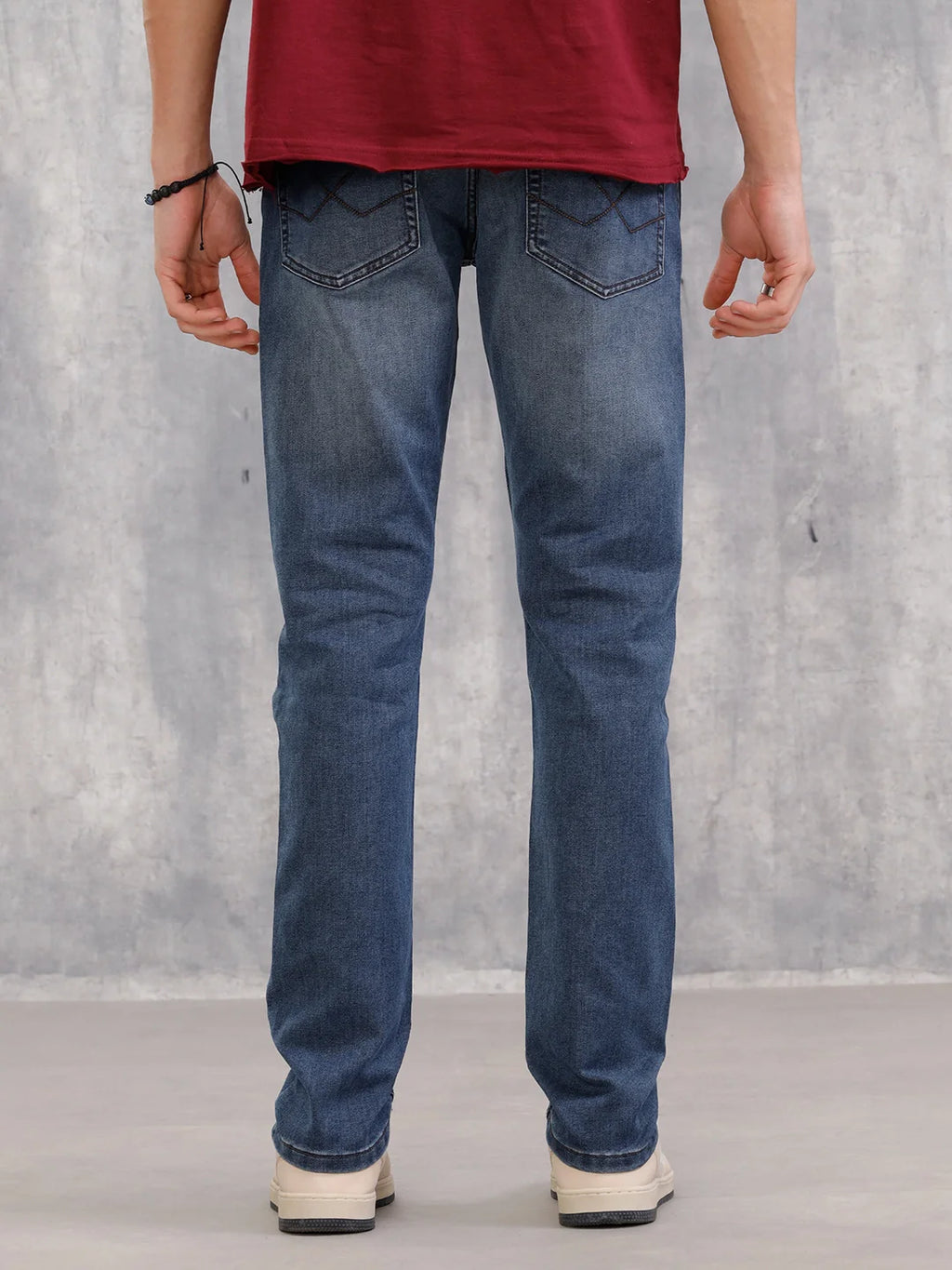 Slim Fit Dk Washed Dobby Jeans I Blue
