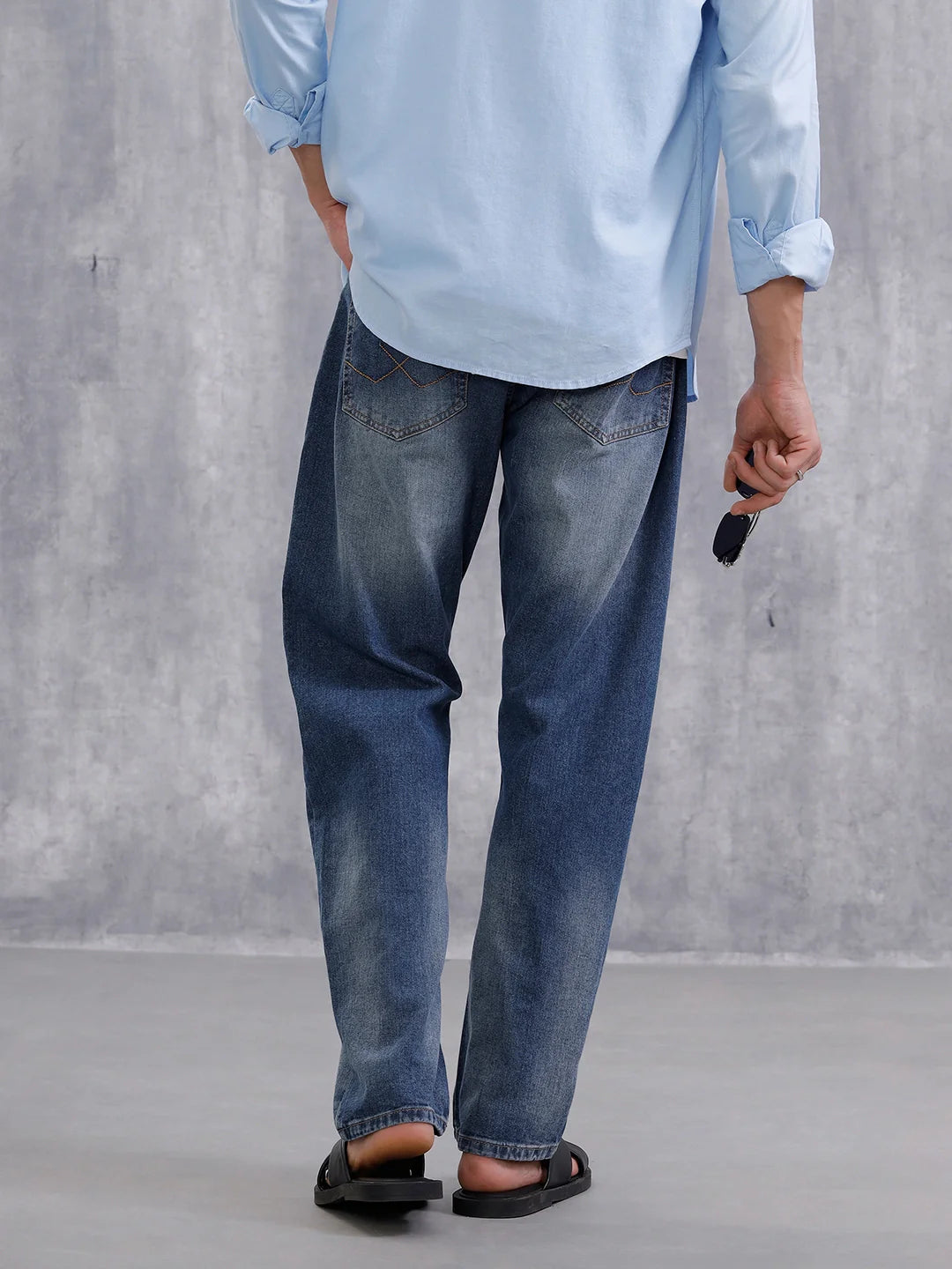 Solid Anti Fit Distressed Jeans | Blue