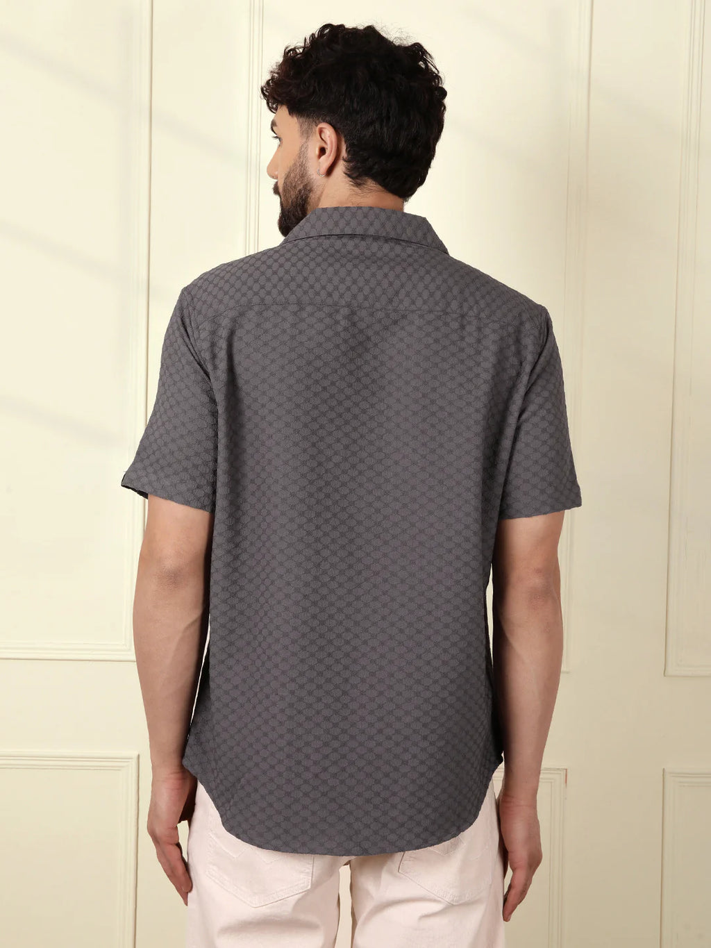 Textured Short Sleeve Shirt | Grey