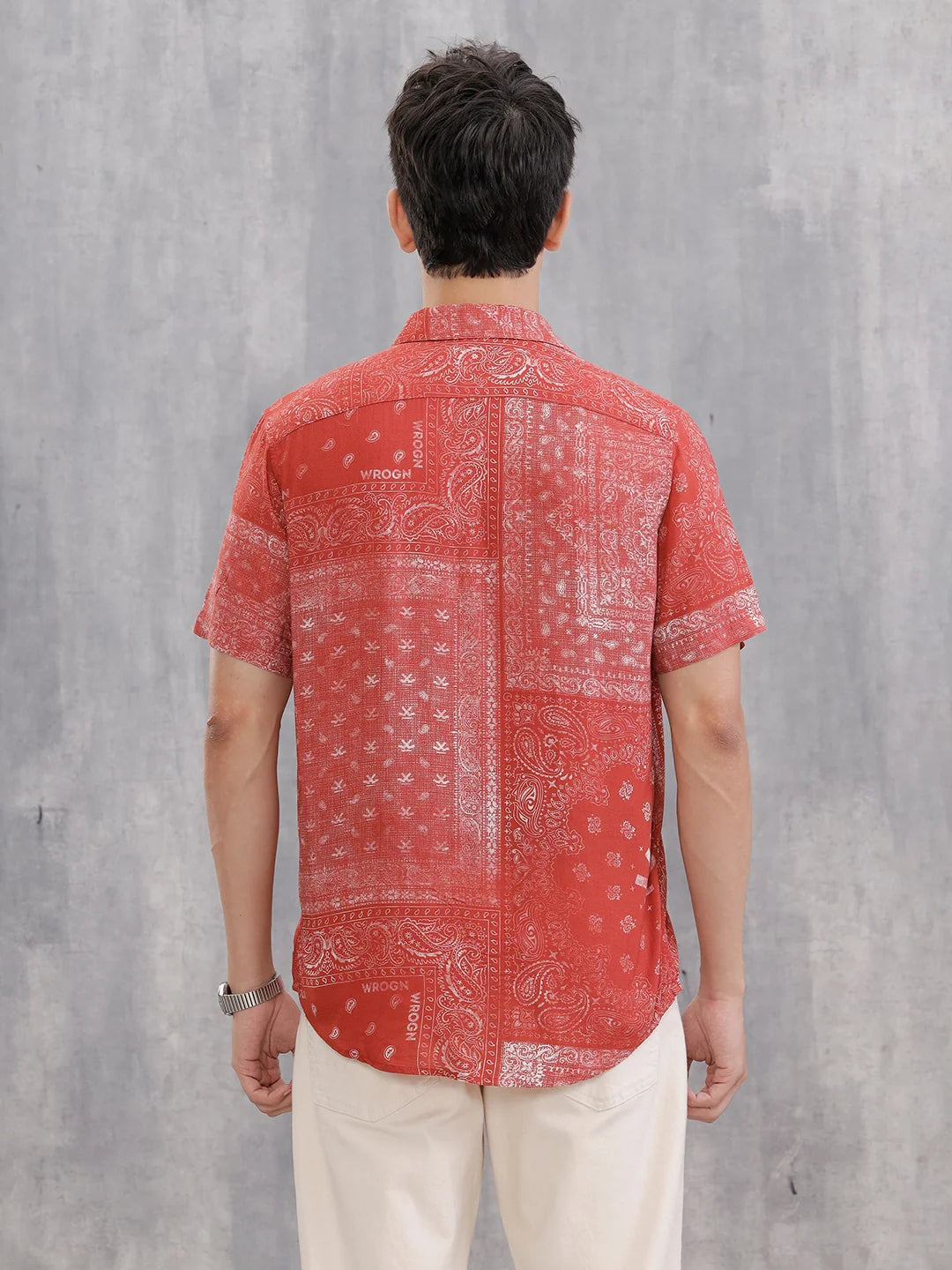 Fluid Viscose Shirt With Distressed Aop | Red