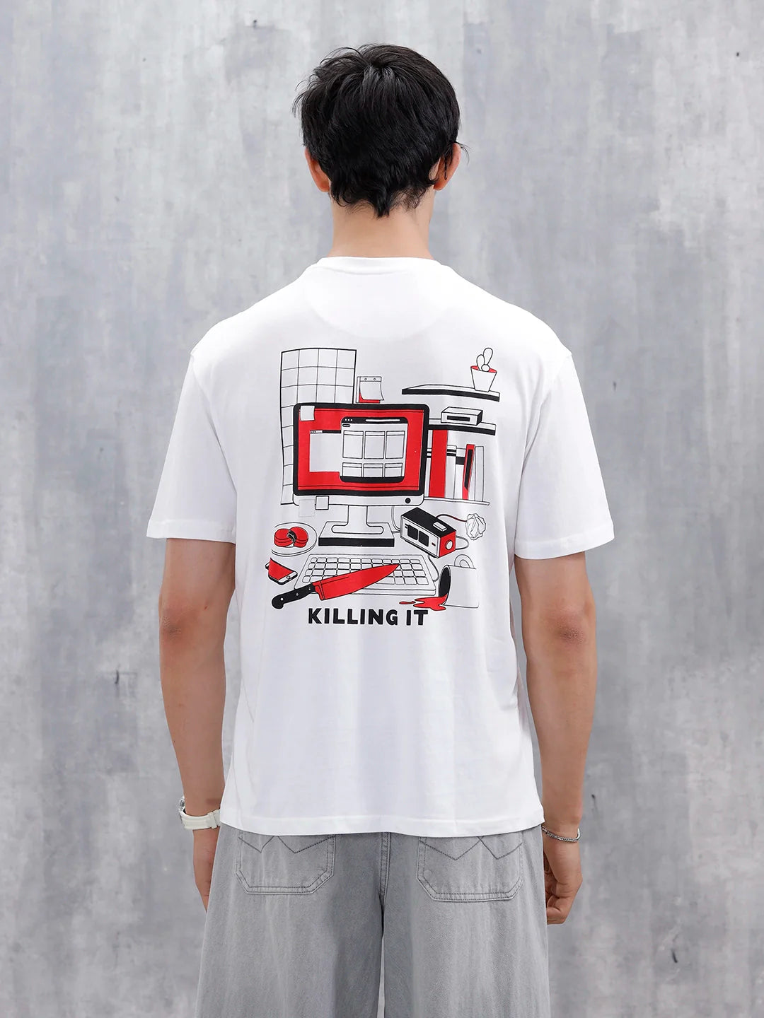Men’s Casual Oversized Fit Graphic T-Shirt | Brown