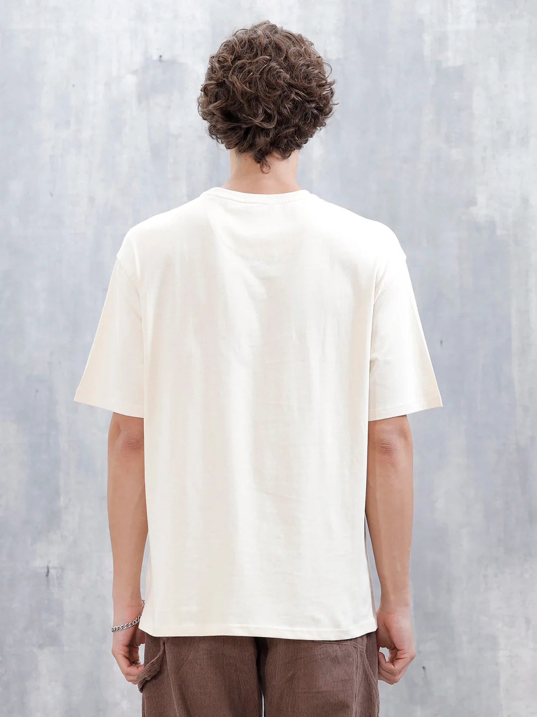 Wrogn Embroidered T-Shirt For Men's | Beige