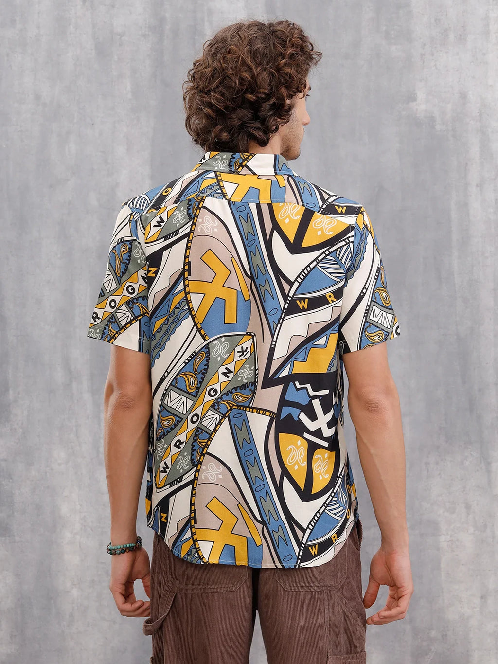 Fluid Viscose Shirt With Abstract Aop  |  Blue