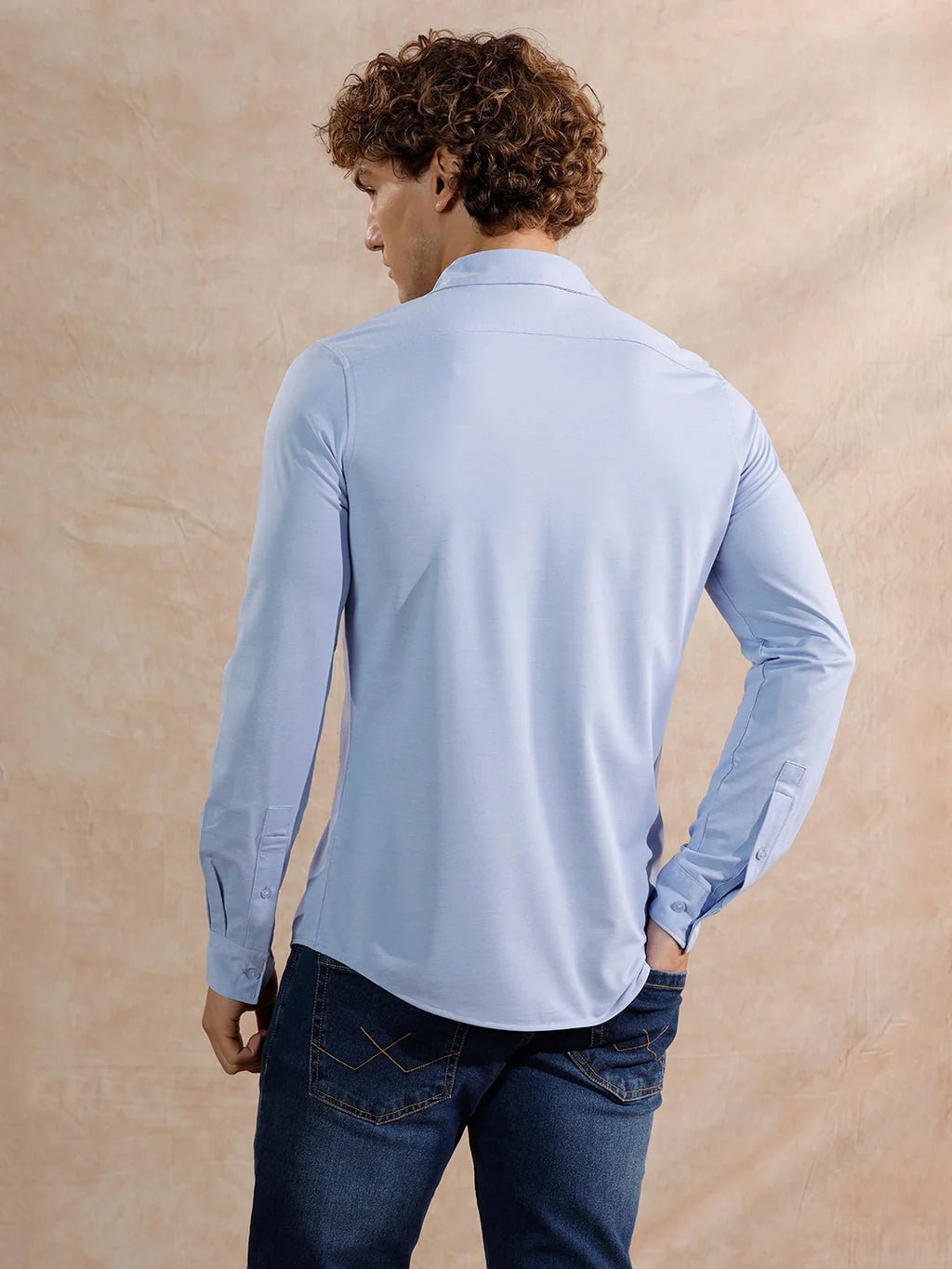 Solid Stretch Slim Fit Shirt | Light Blue