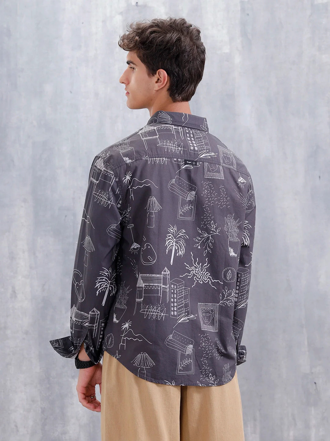 All Over Printed Comfort Fit Casual Shirt | Black