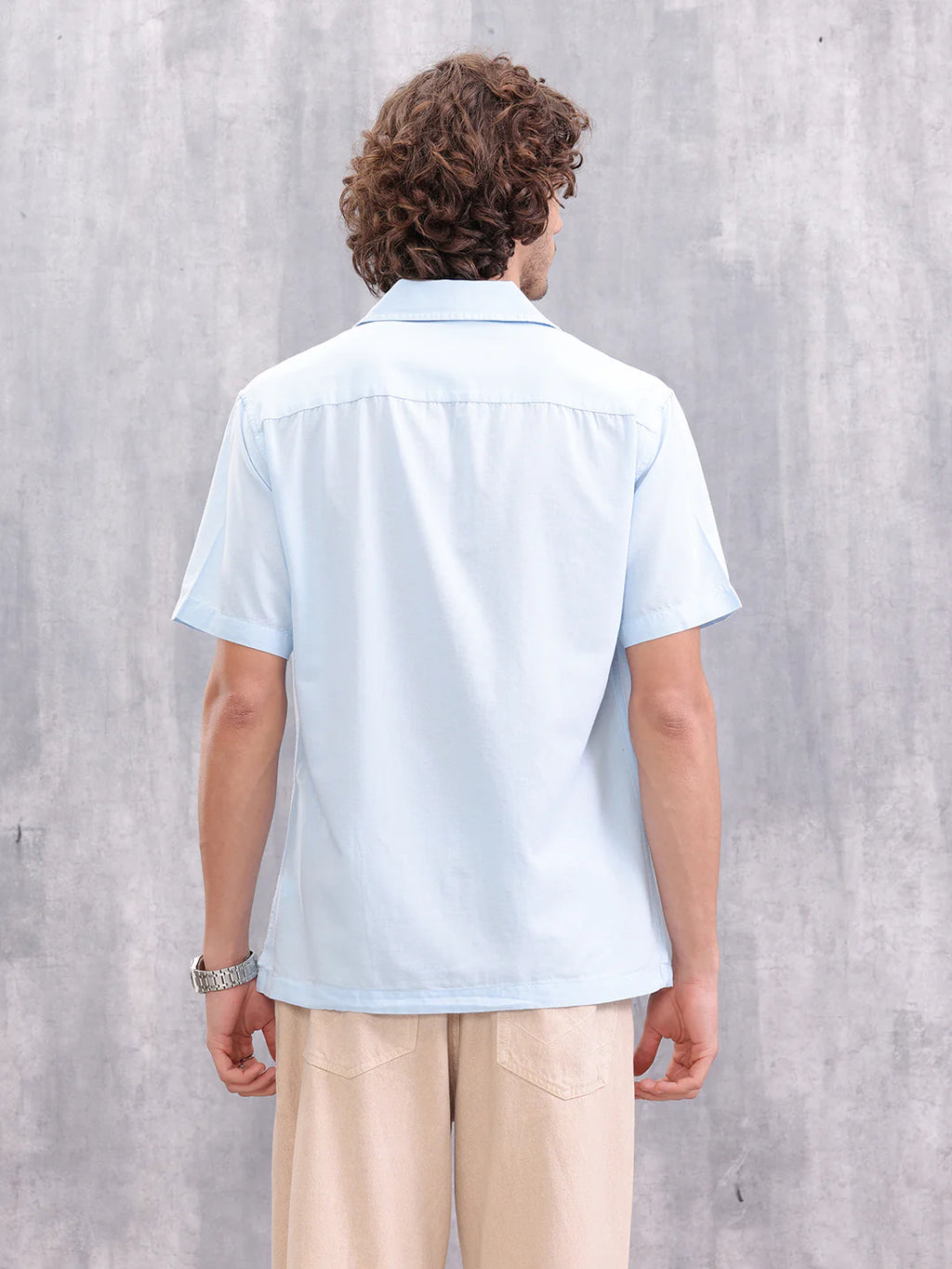Placement Printed Resort Collar Shirt | Blue