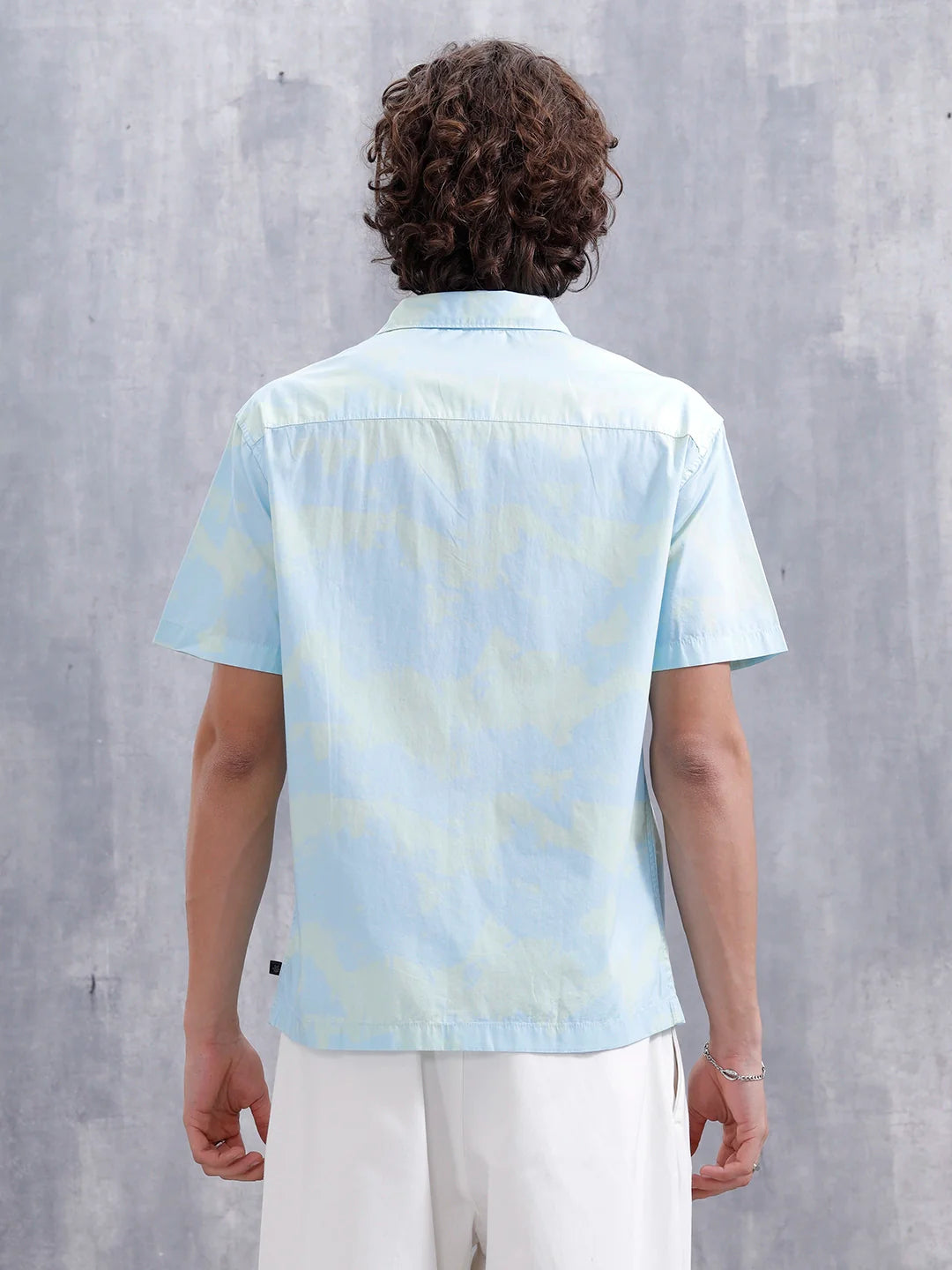 Pastel Aop Printed Comfort Fit Spread Collar Shirt | Blue
