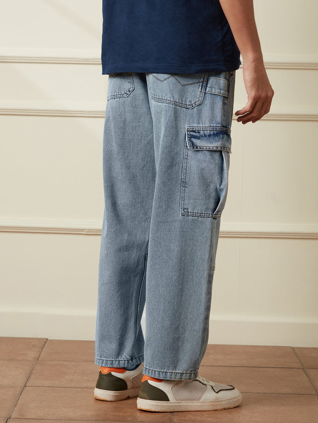 Casual Loose Fit Denim Cargo | Blue