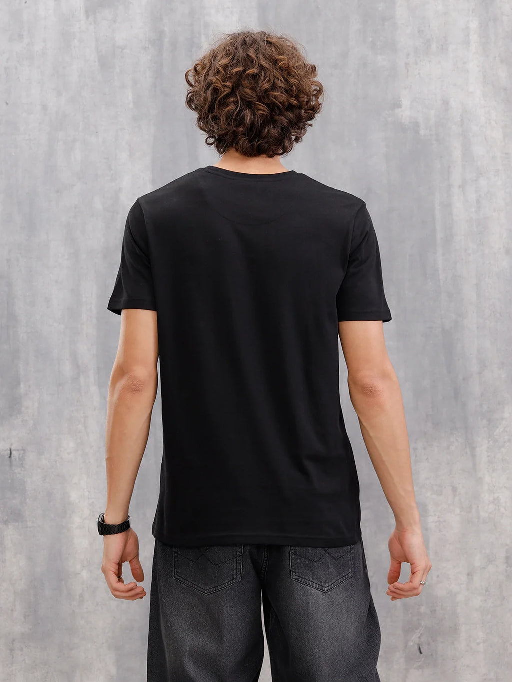 Holographic Transfer Brand Carrier Crew Neck T-Shirt  |  Black