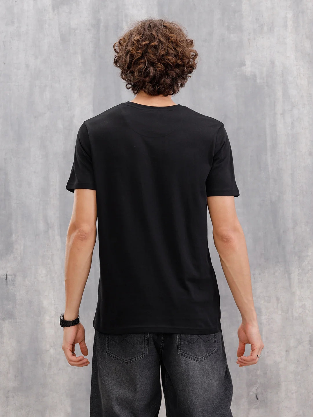 Holographic Transfer Brand Carrier Crew Neck T-Shirt  |  Black