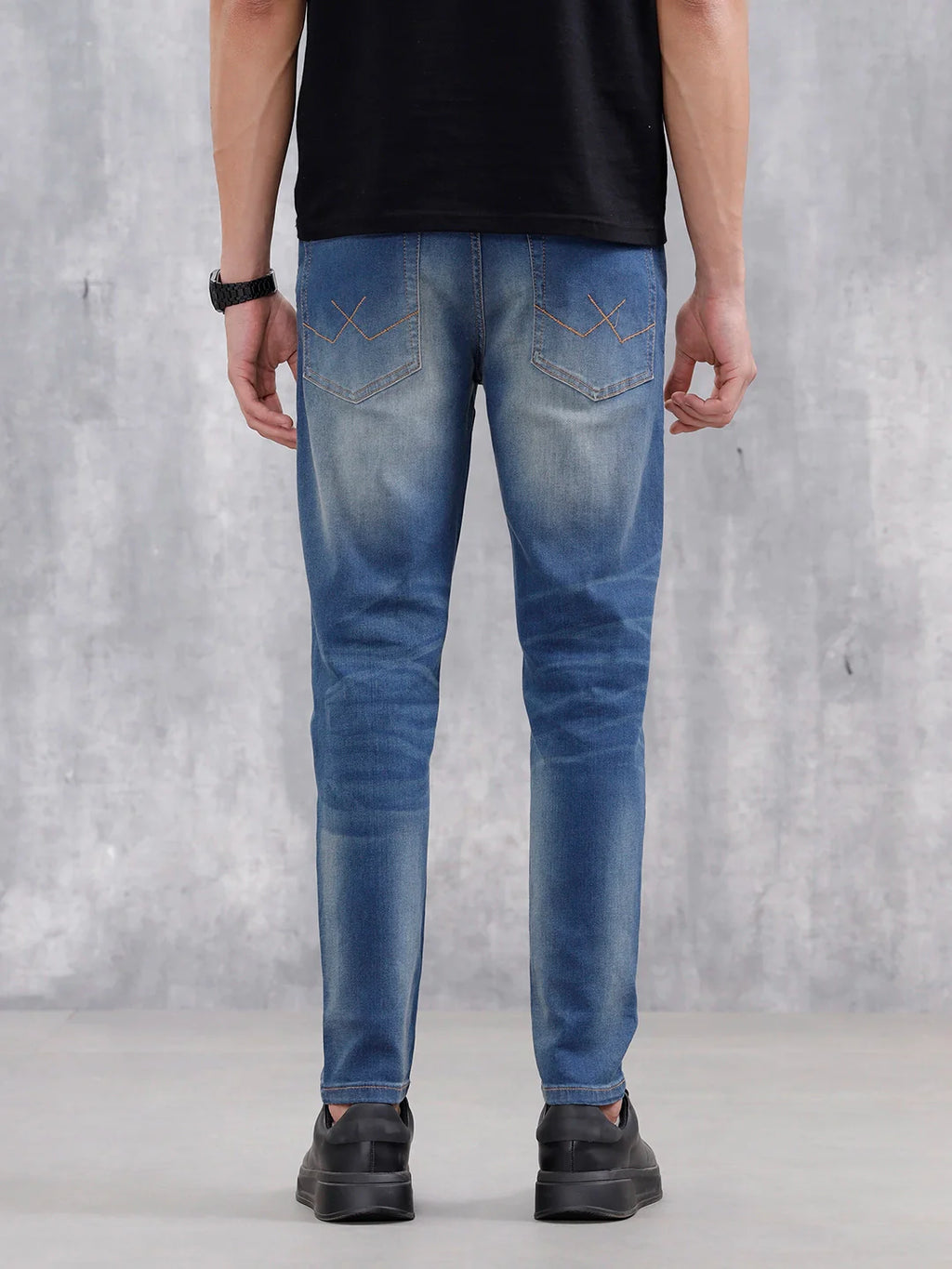 Men Casual Skinny Crop Jeans | Med Stone