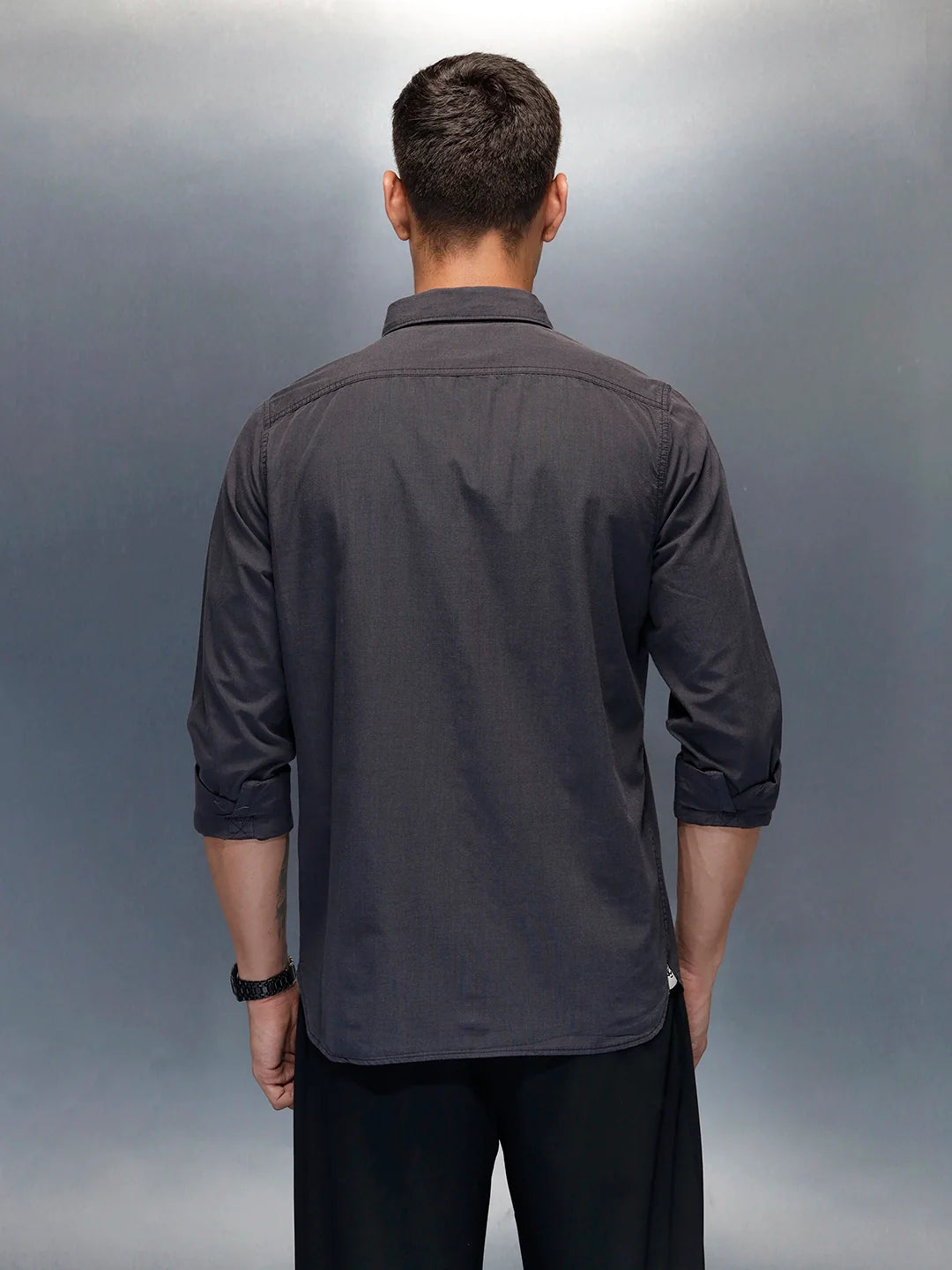 Wrogn Abstract Printed Comfort Fit Shirt | Dark Grey