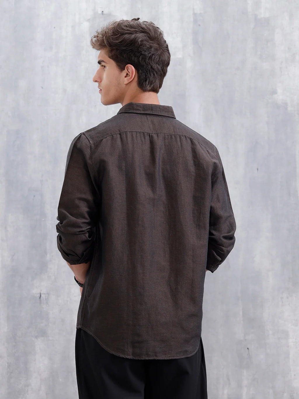 Men's Casual Solid Shirt | Brown