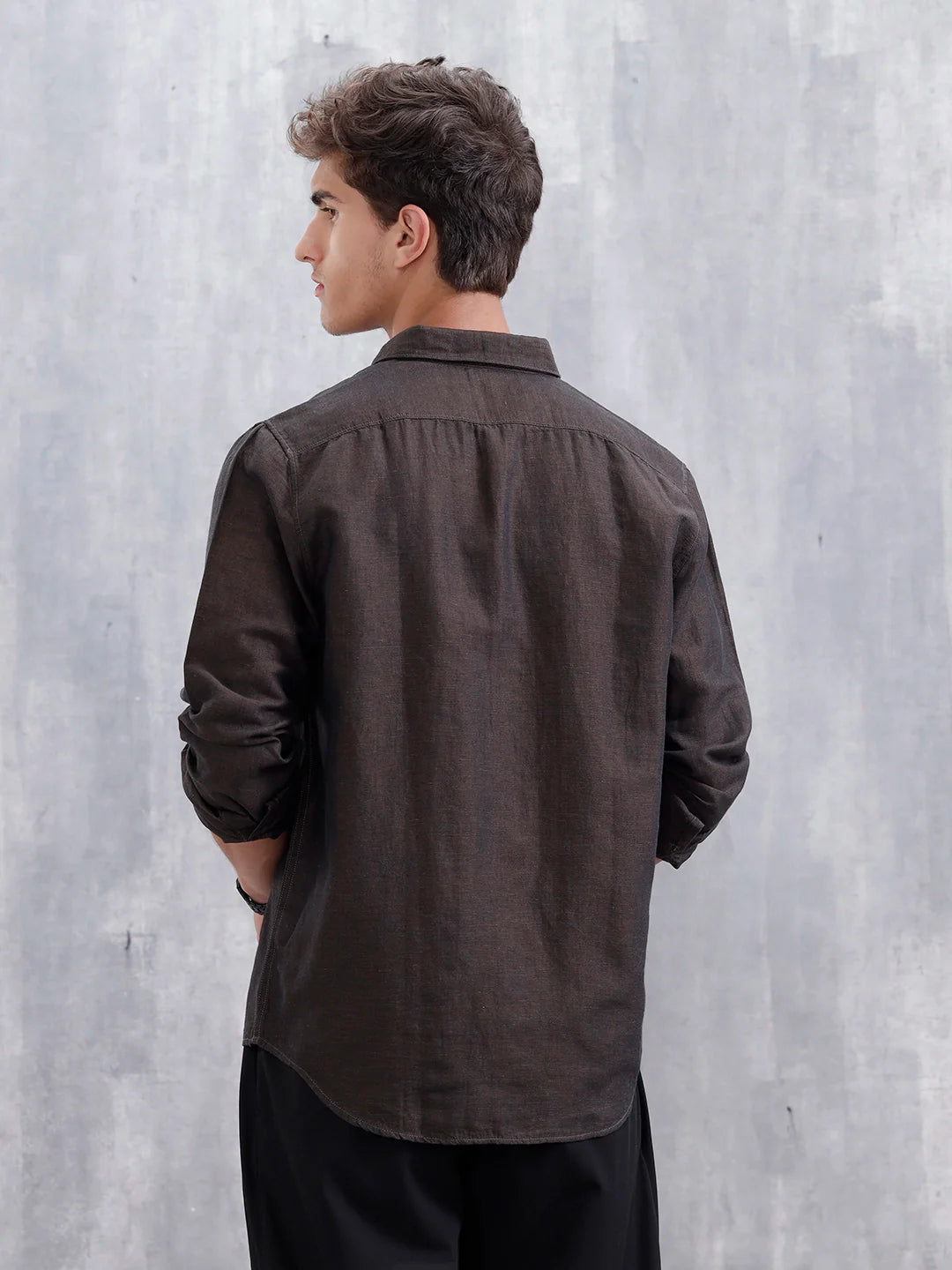 Men's Casual Solid Shirt | Brown