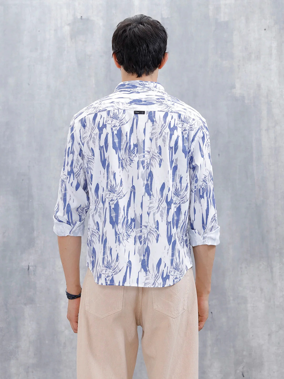 Wrogn Men's Printed Casual Shirt | Blue