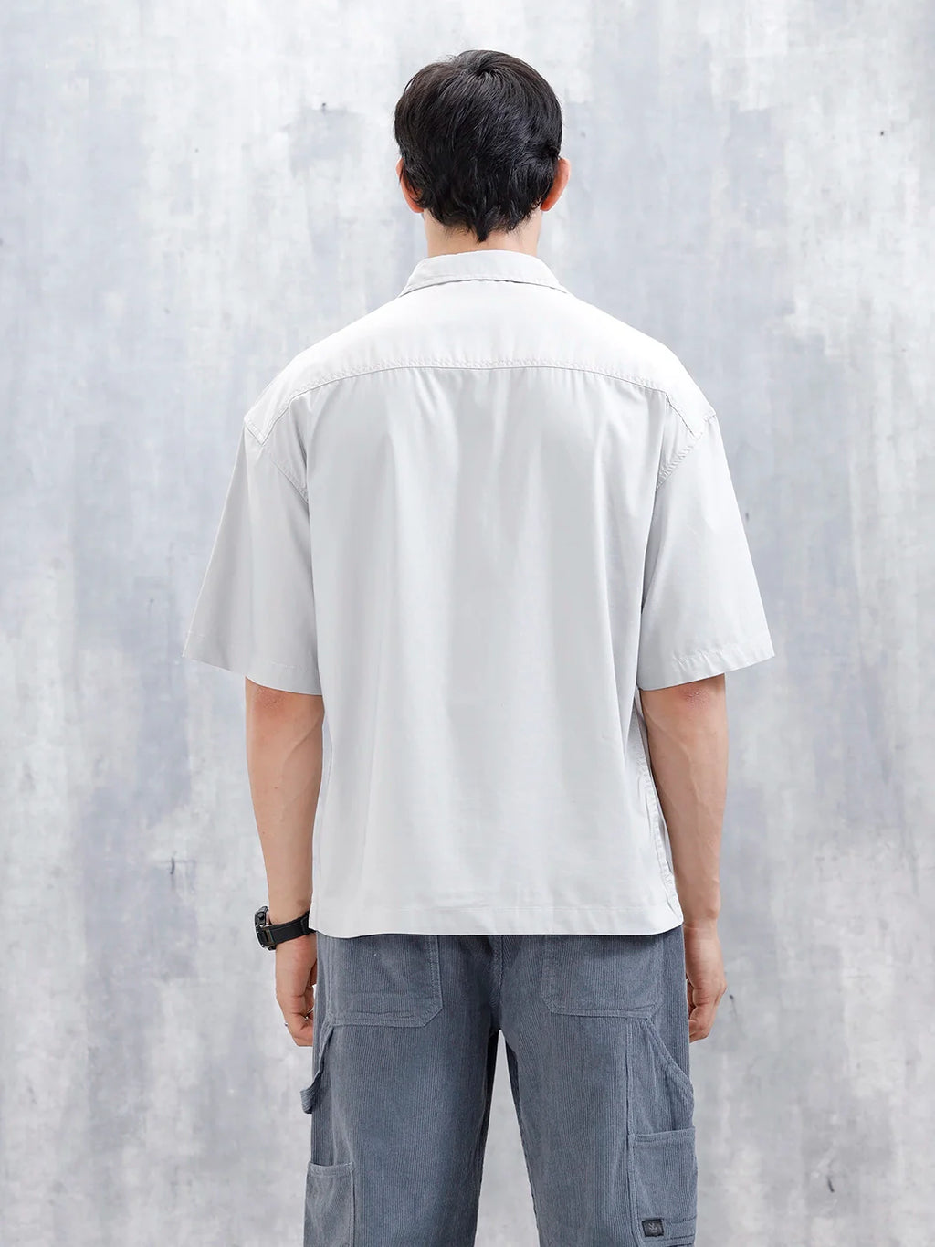 Wrogn Men's Oversized Plus Double Pocket Shirt | Grey