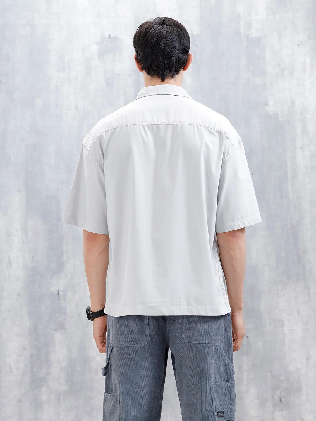 Wrogn Men's Oversized Plus Double Pocket Shirt | Grey