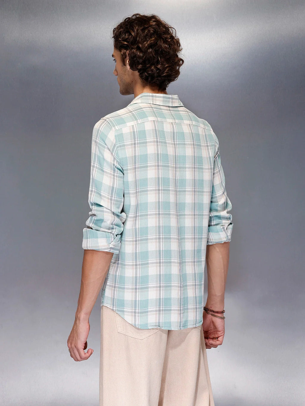Men’s soft tone plaid casual shirt | Green