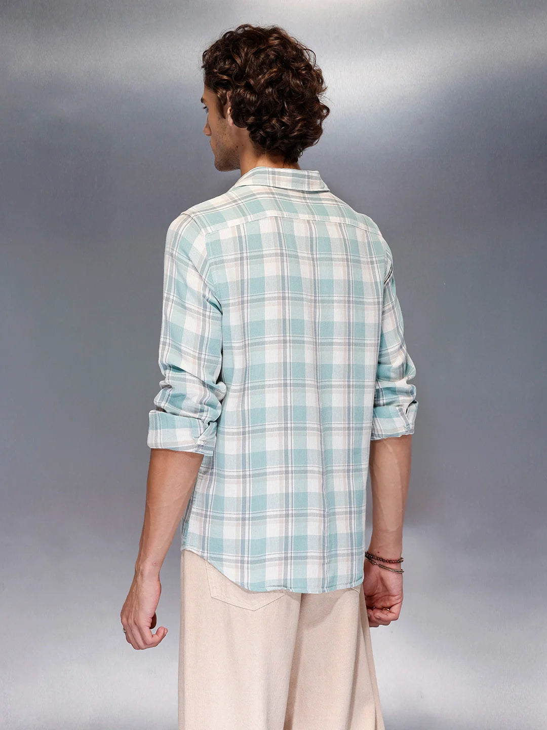 Men’s soft tone plaid casual shirt | Green