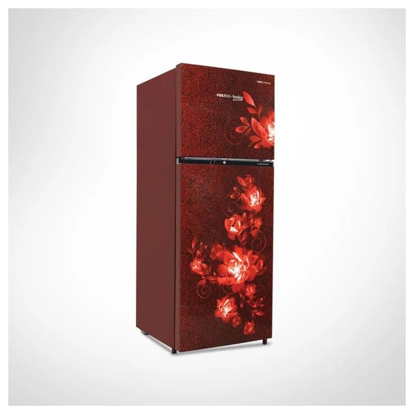 Voltas Beko RFF295D/W0CWR0I0000GD 250L 2 Star Frost Free Double Door Refrigerator Flower Wine