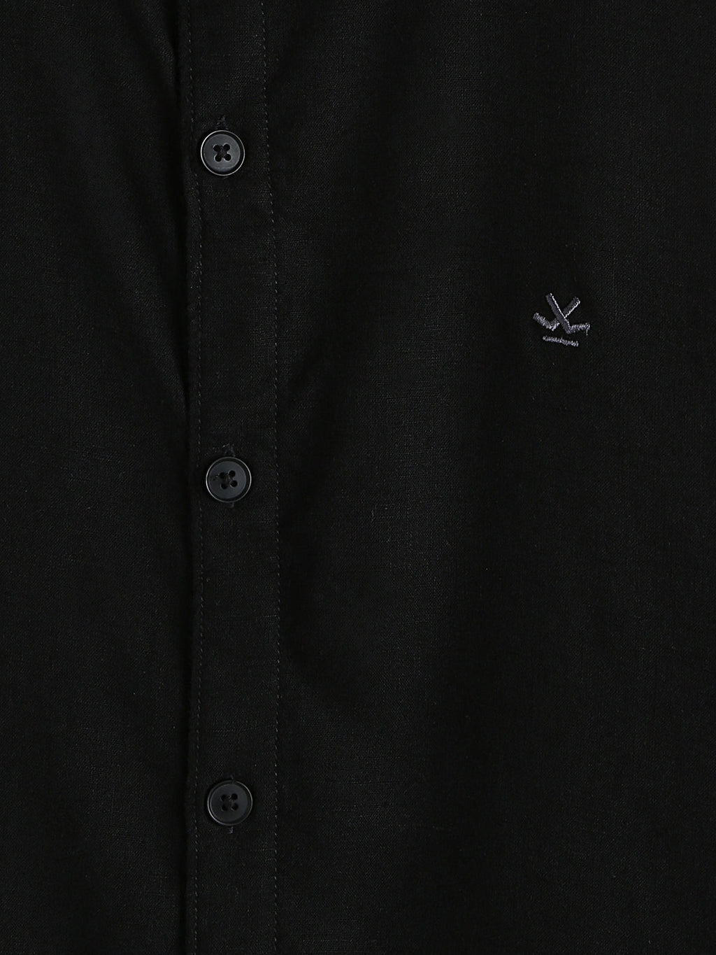 Solid Short Sleeve Linen Blend Shirt | Black