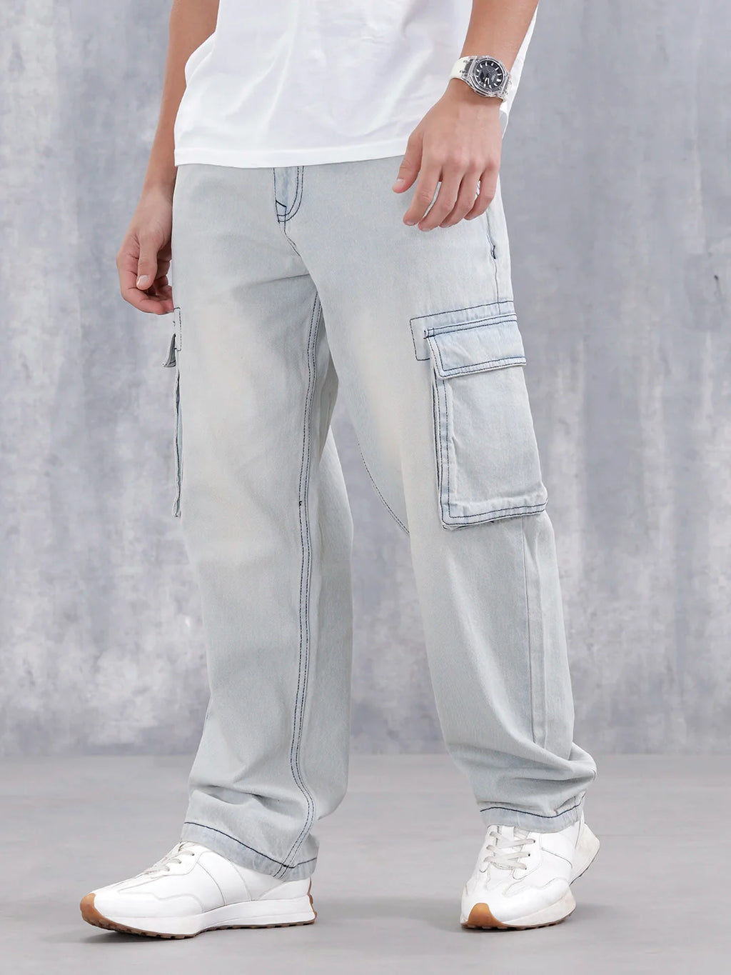 Superstone Wash Loose Cargo Fit Jeans | Super Stone