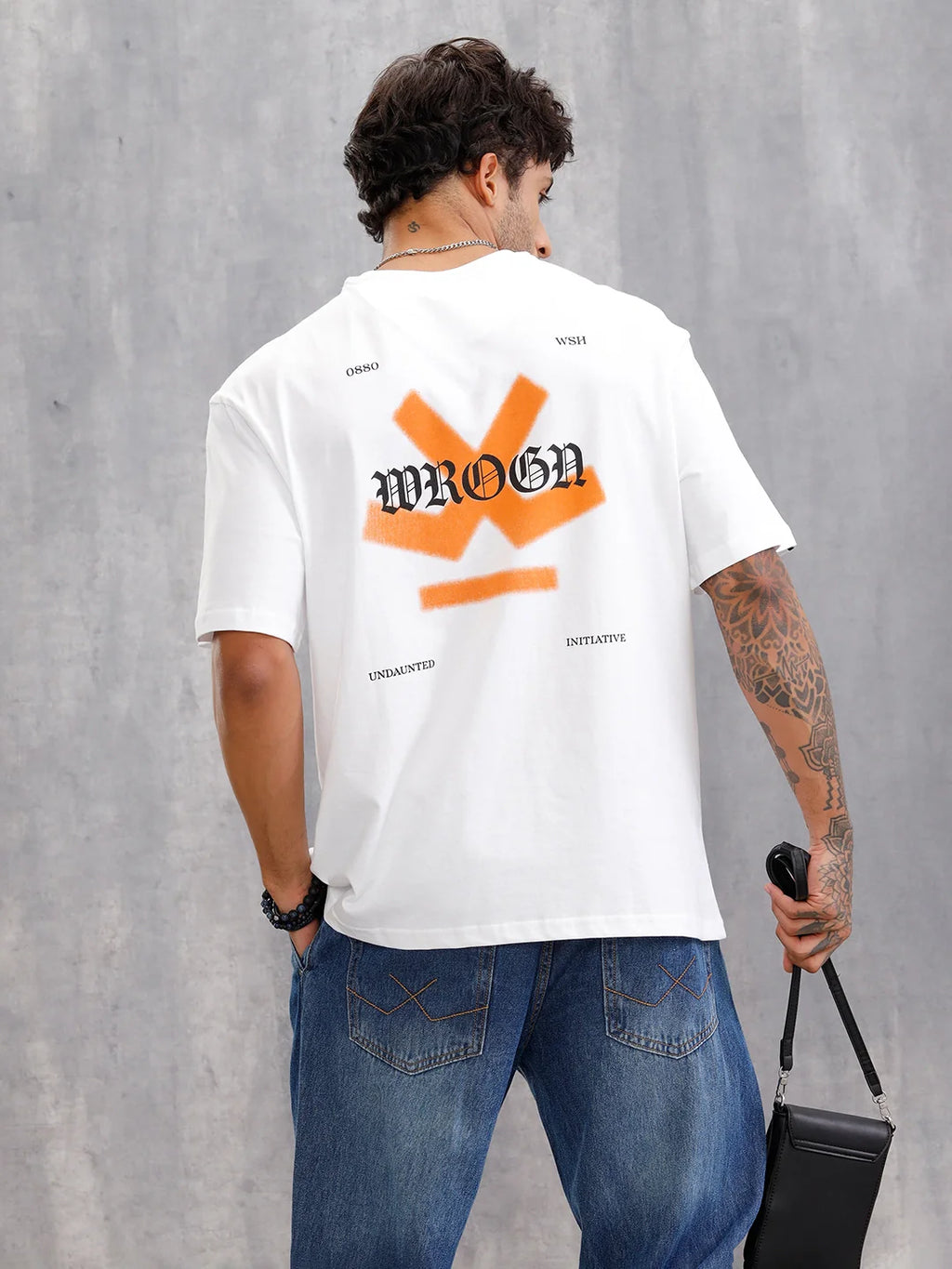 Oversized Fit Brand Carrier T-Shirt With Back Print | White