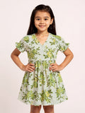 Utsa Kids Off-White Floral Flared Fit Cotton-Blend Dress - (2-8yrs)