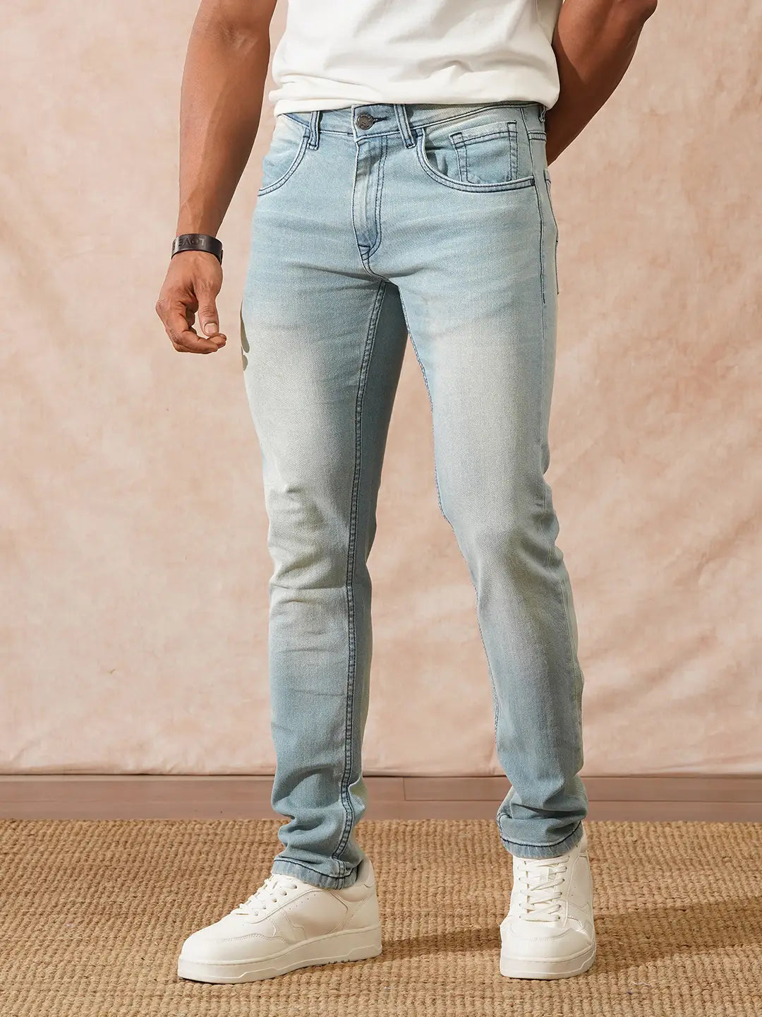 Heavy Fade Slim Tapered Jeans | Light Blue
