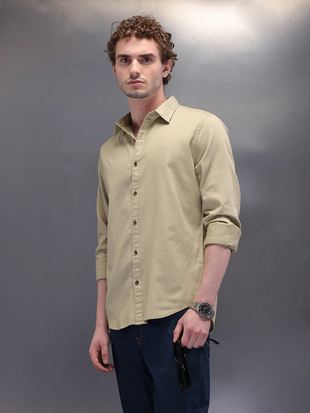Pure Cotton Regular Fit Shirt | Olive