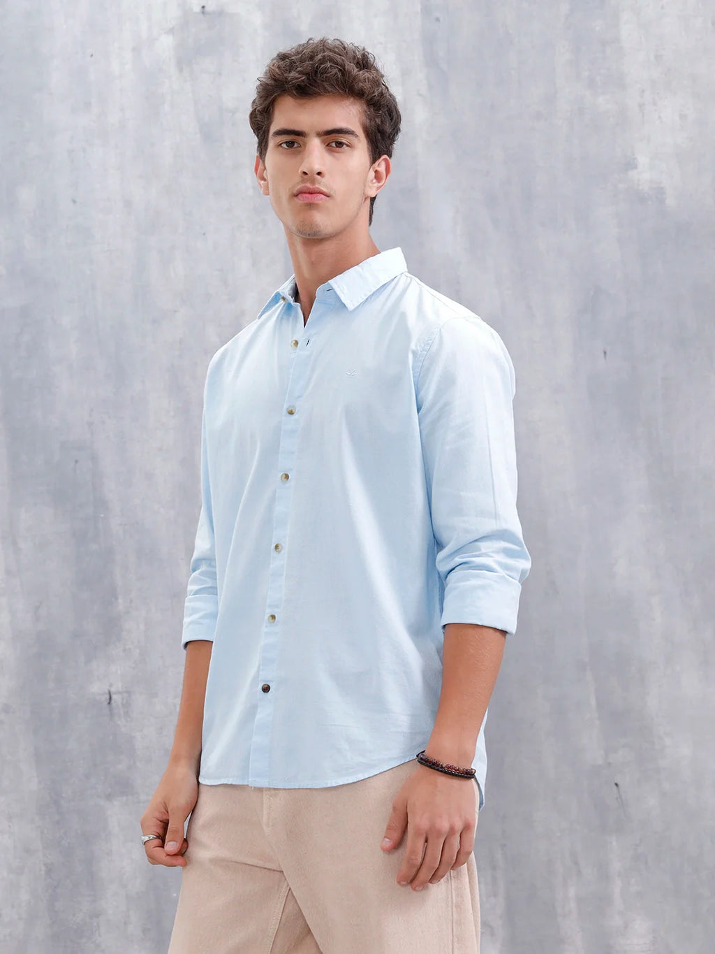 Men Casual Slim Fit Shirt | Light Blue