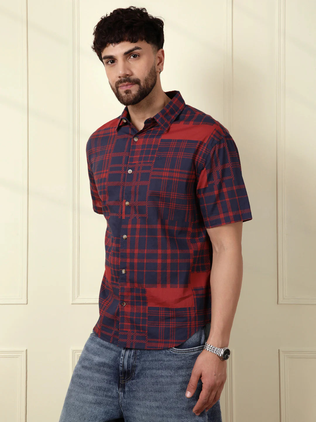 Patchwork Printed AOP Shirt | Red