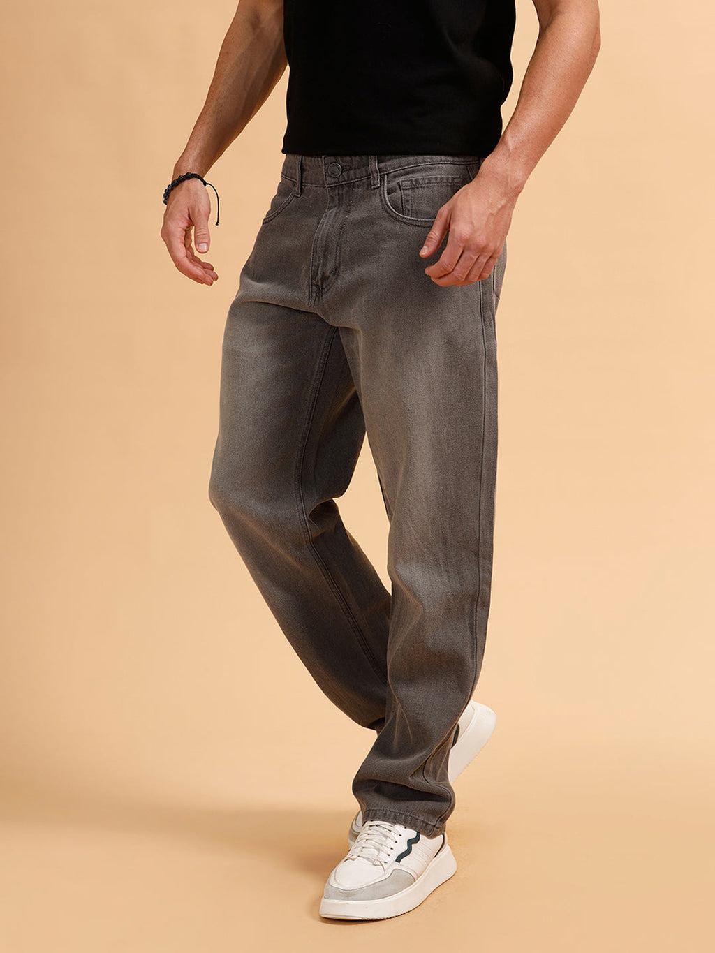 Solid Heavy Fade Anti Fit Jeans | Grey