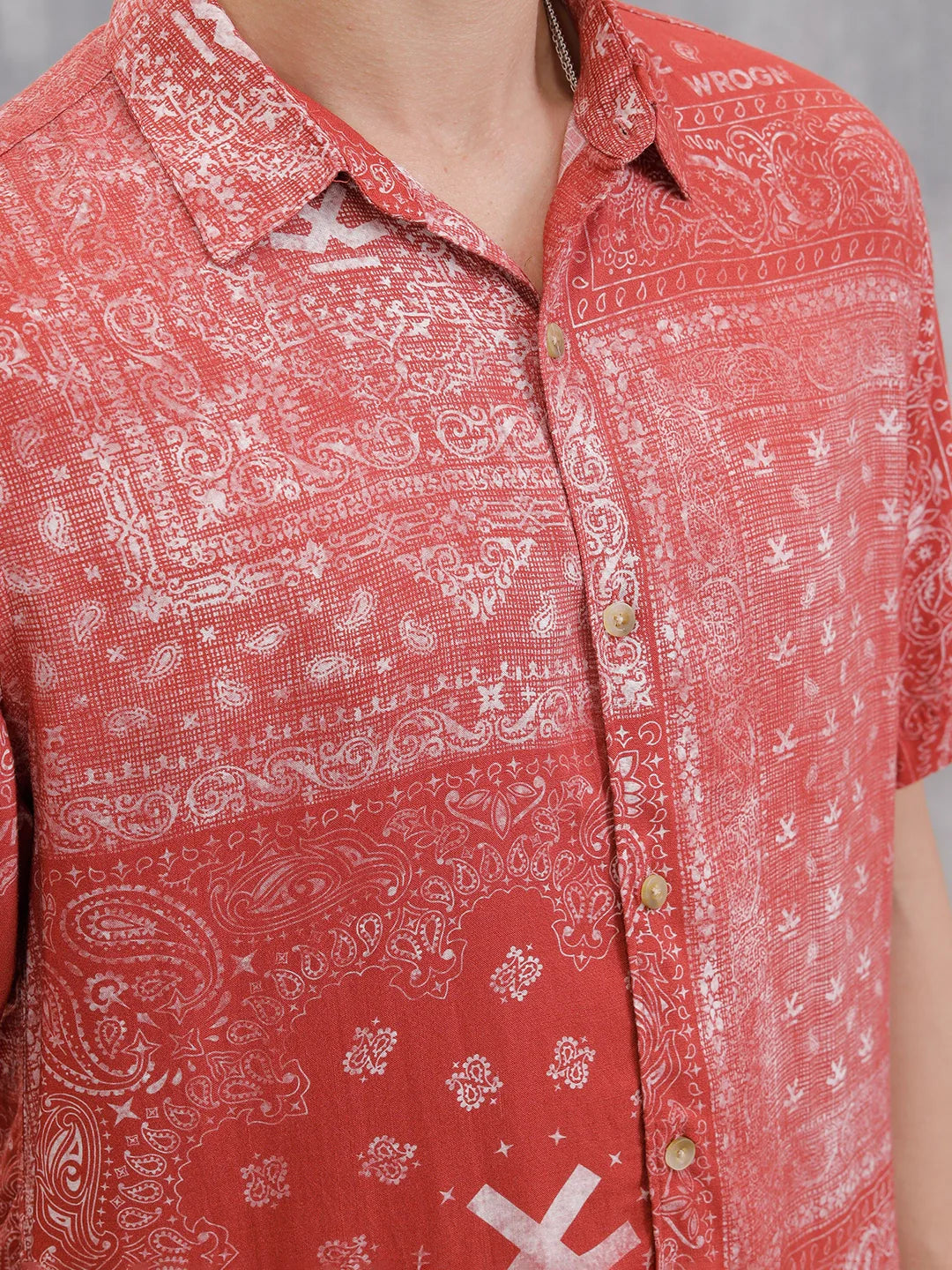 Fluid Viscose Shirt With Distressed Aop | Red