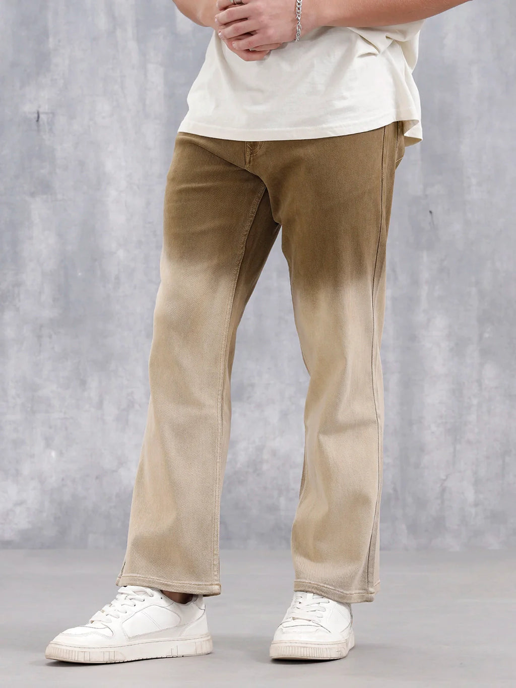 Men's Casual Bootcut Fit Ombre Jeans | Khaki