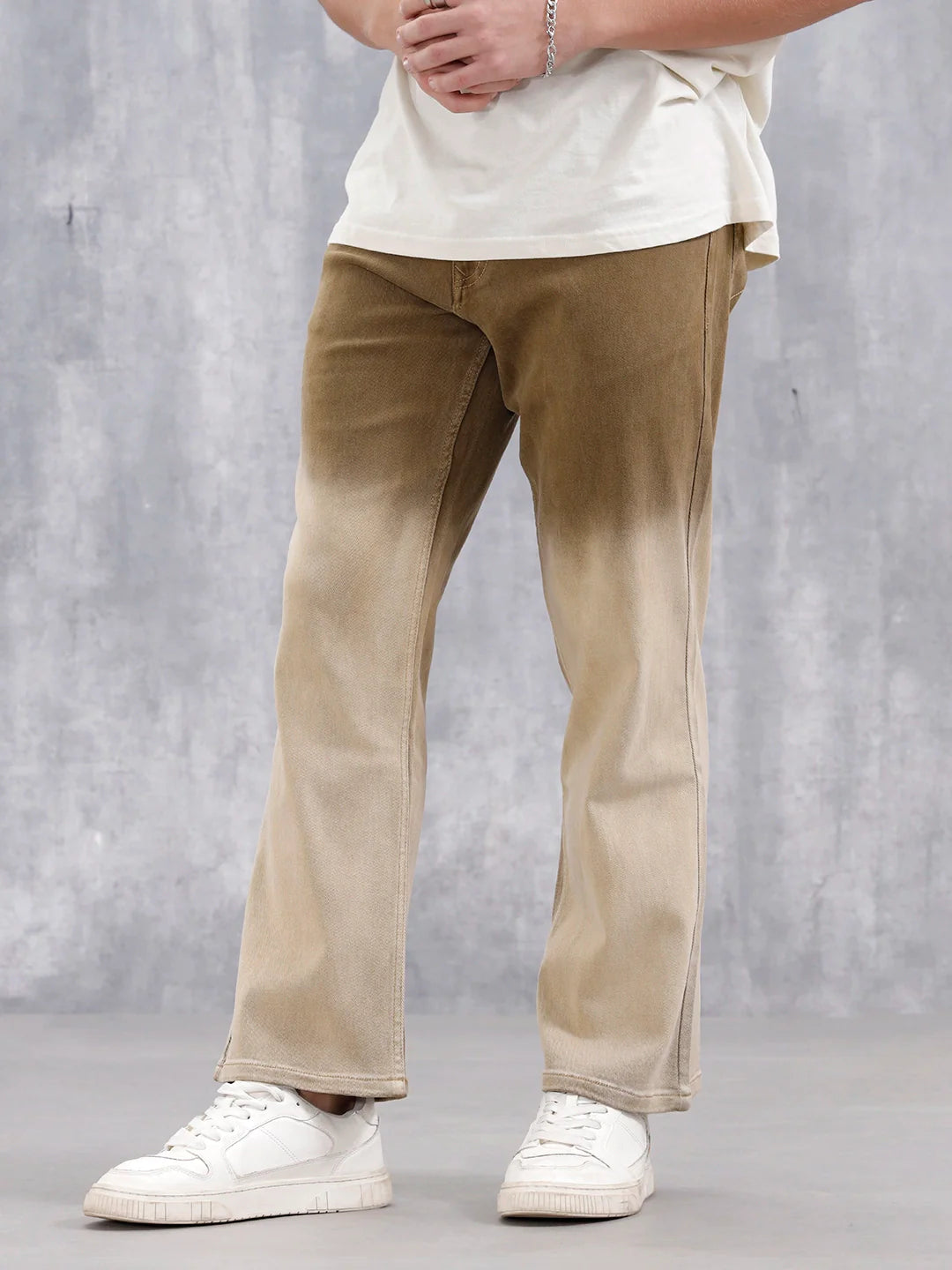 Men's Casual Bootcut Fit Ombre Jeans | Khaki