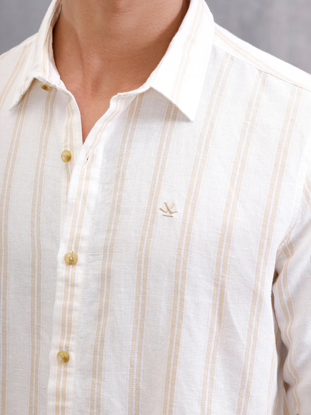 Linen Blend Premium Stripe Shirt In Slim Fit | White