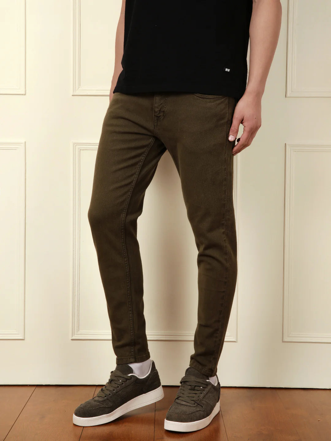 Skinny Crop Coloured Denim Jeans | Olive