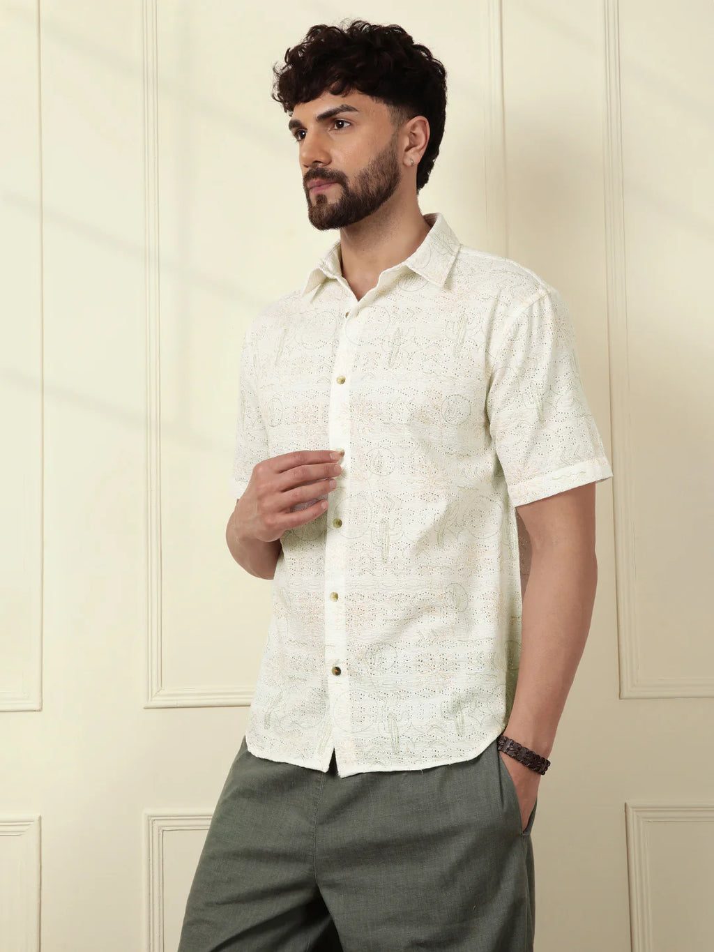 Perforated Light Weight AOP Shirt | Off White