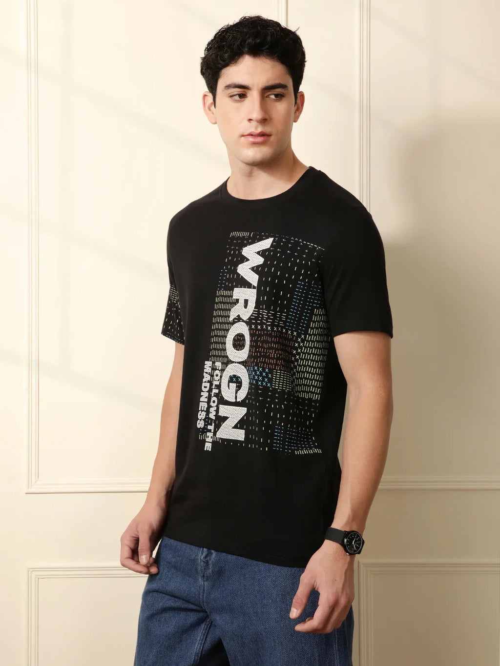 Follow the Madness Printed Black T-Shirt