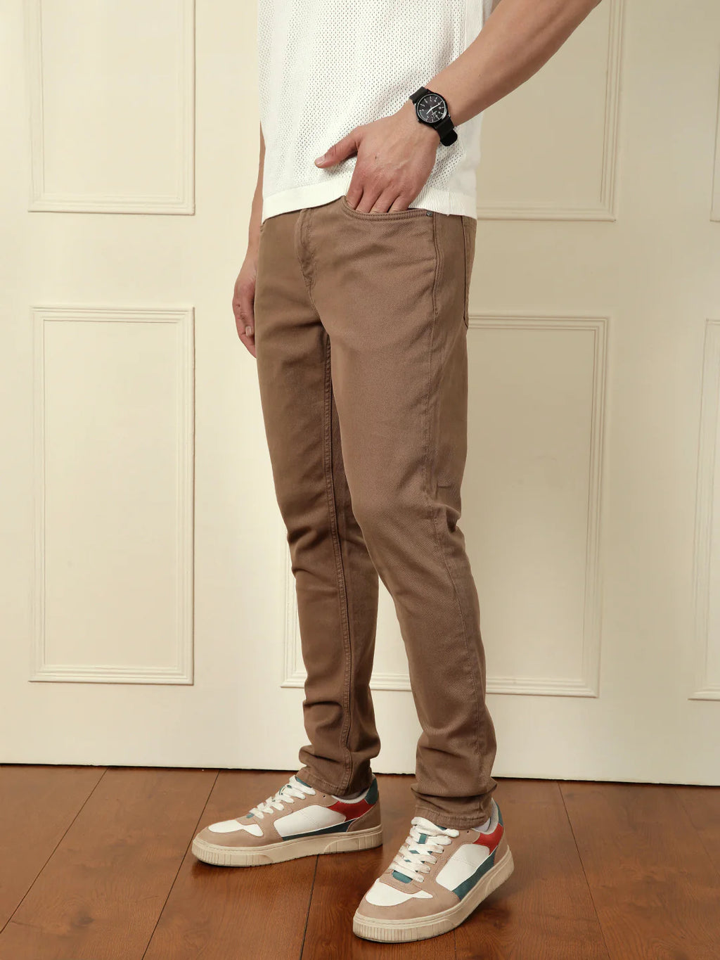 Slim Tapered Coloured Denim Jeans | Brown