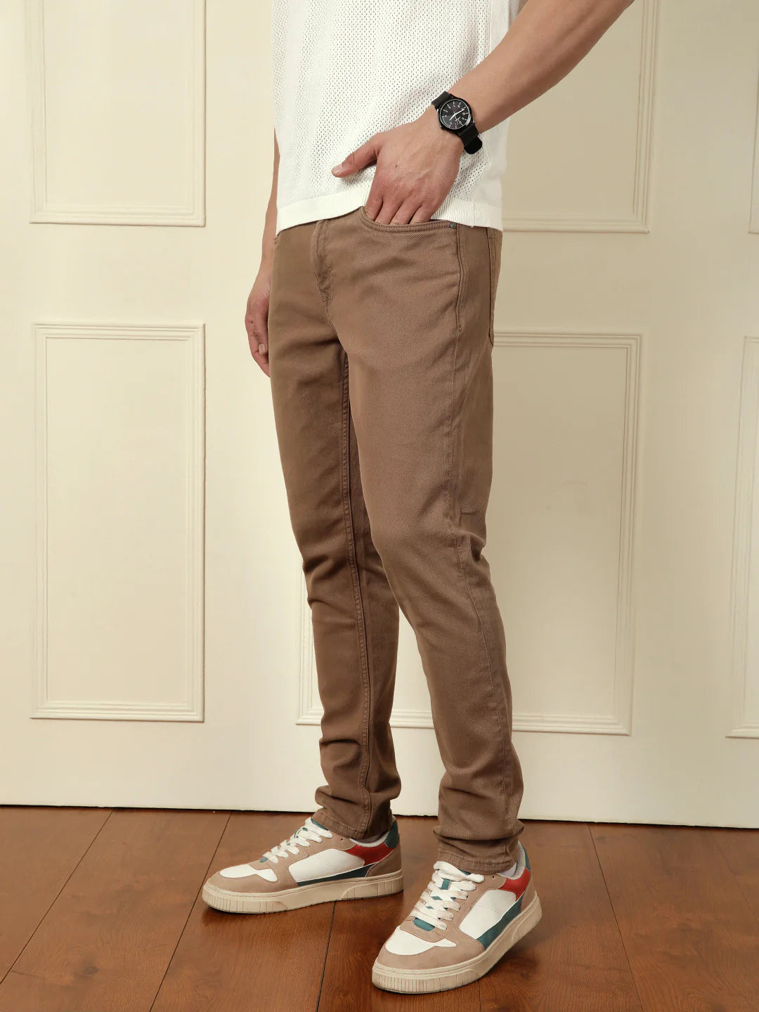 Slim Tapered Coloured Denim Jeans | Brown