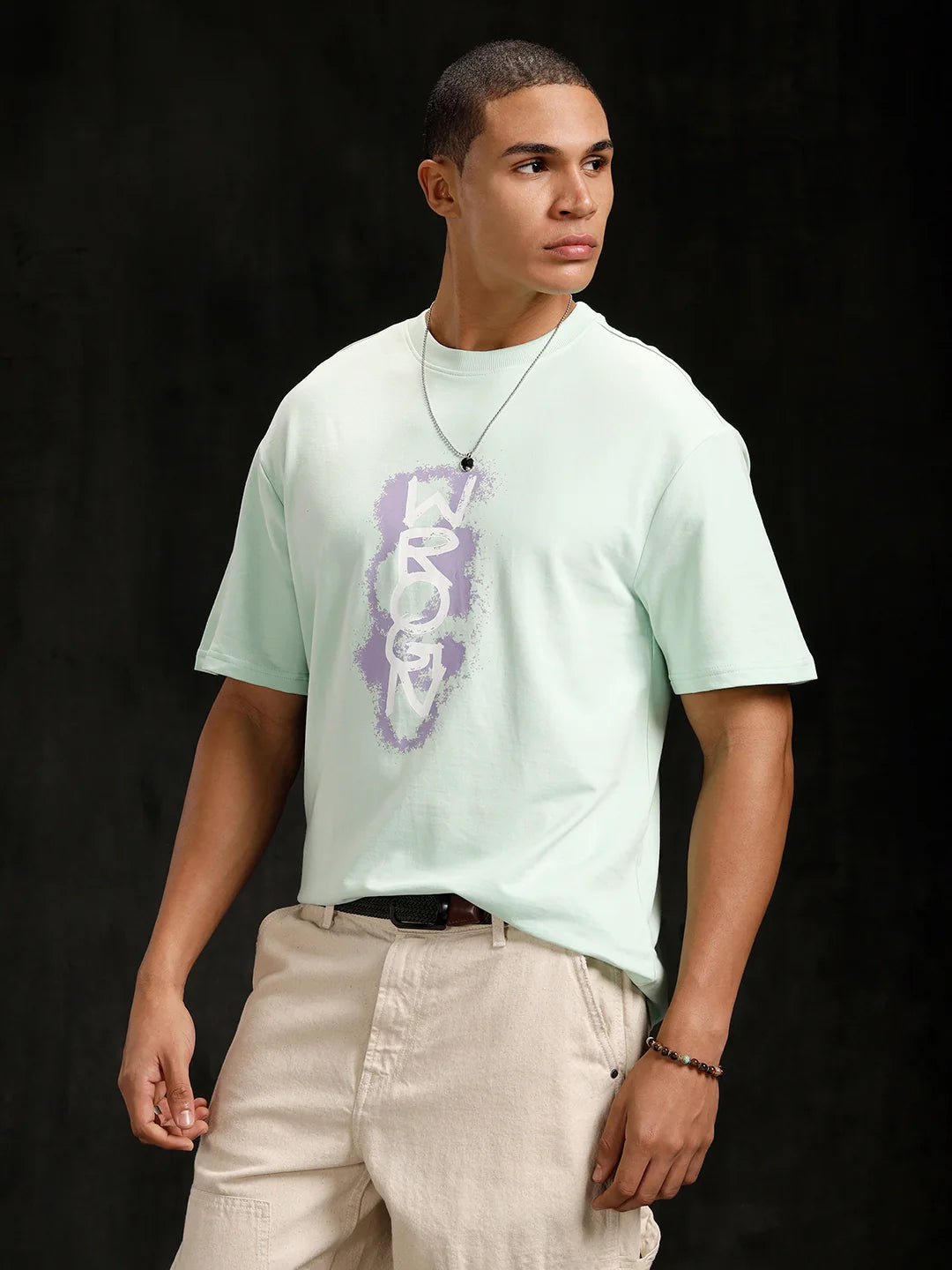 Logo Printed Oversized Fit T-Shirt | Light Green
