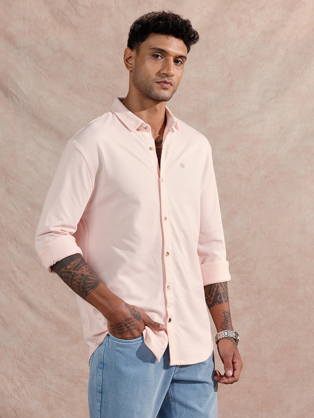 Pique Knitted Shirt | Pink