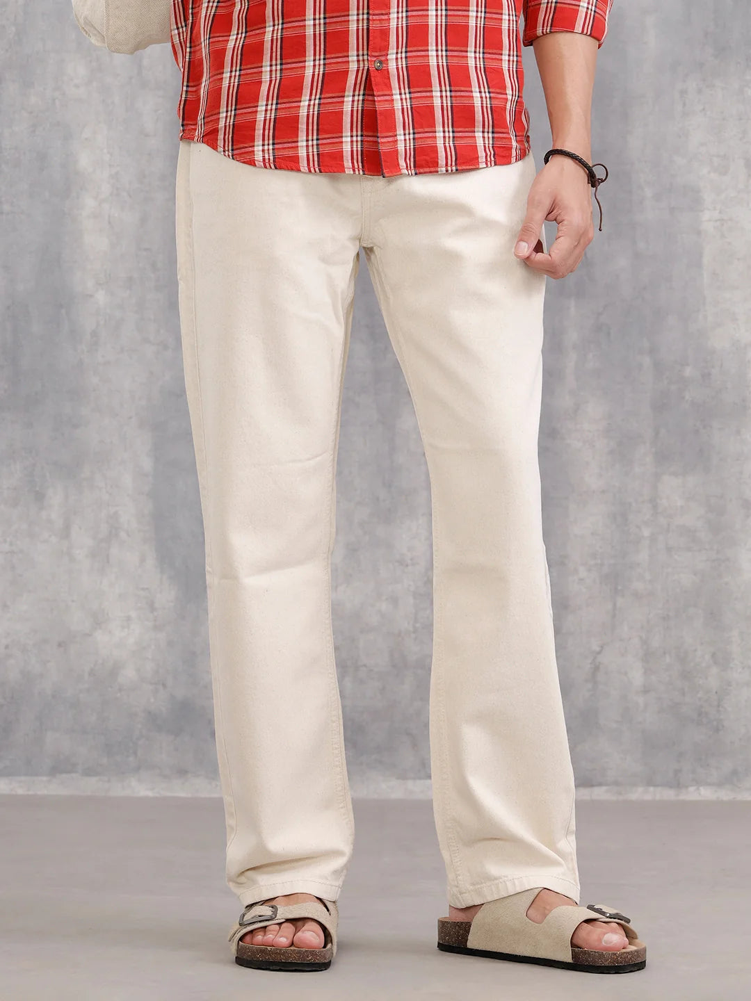 100% Cotton Anti Fit Jeans I Ecru|