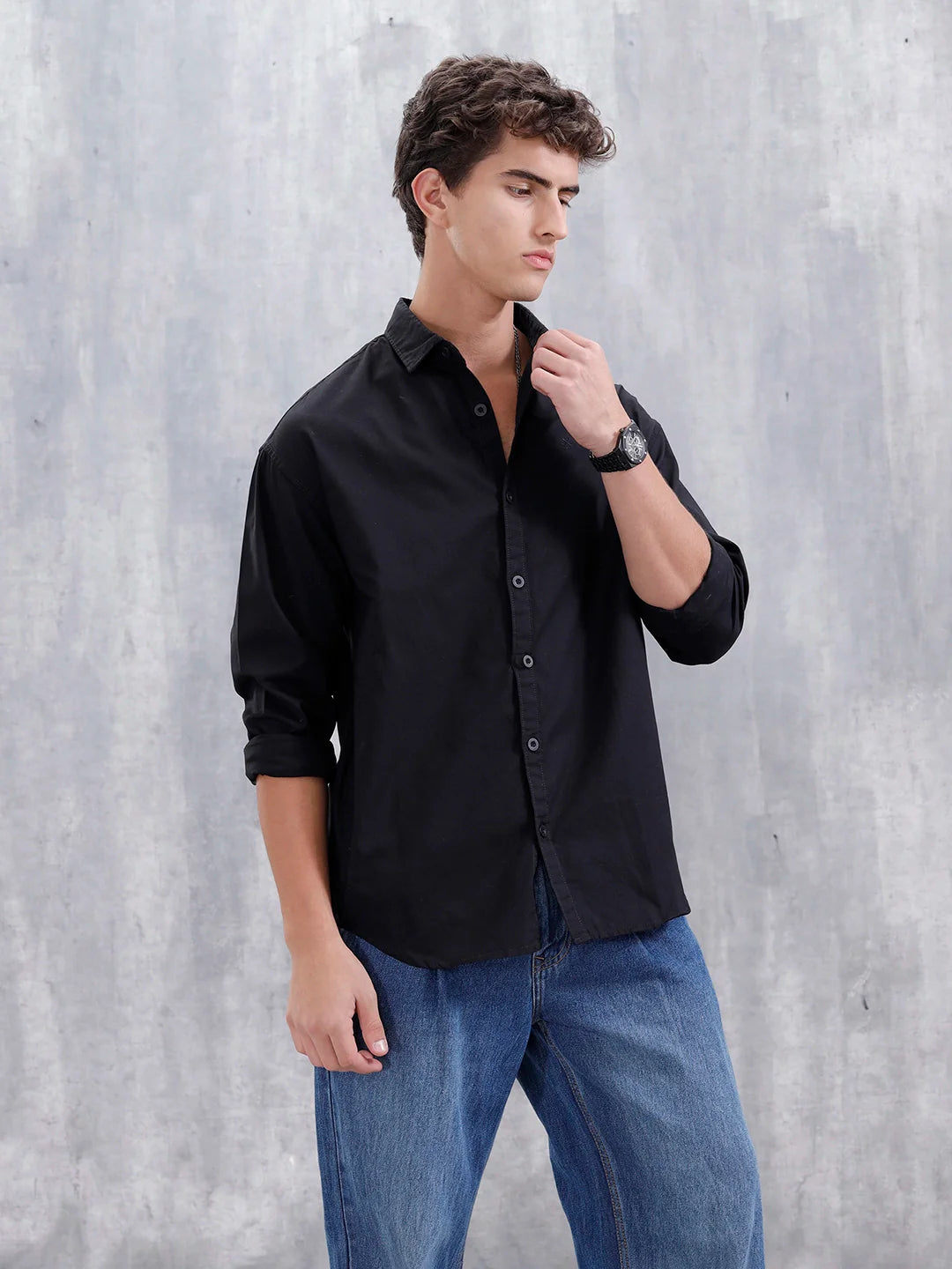 Solid Oversized Casual Shirt | Black
