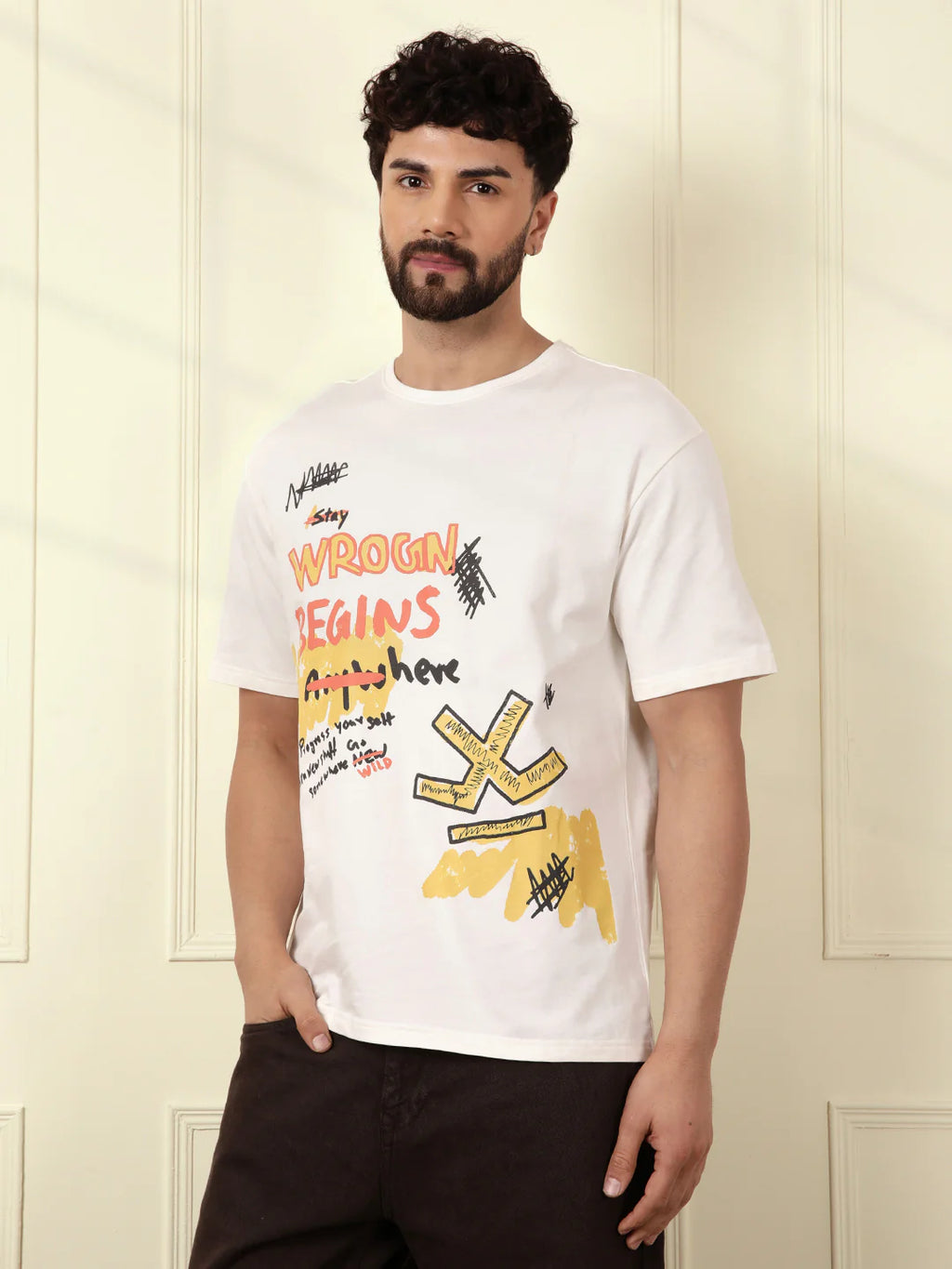 Heavy GSM Placement Printed T-Shirt | Off White