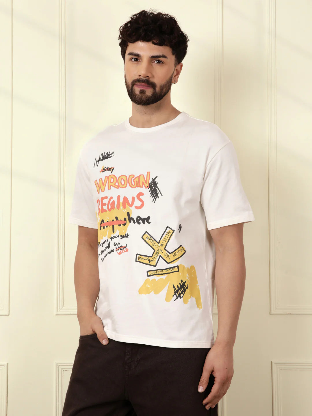 Heavy GSM Placement Printed T-Shirt | Off White