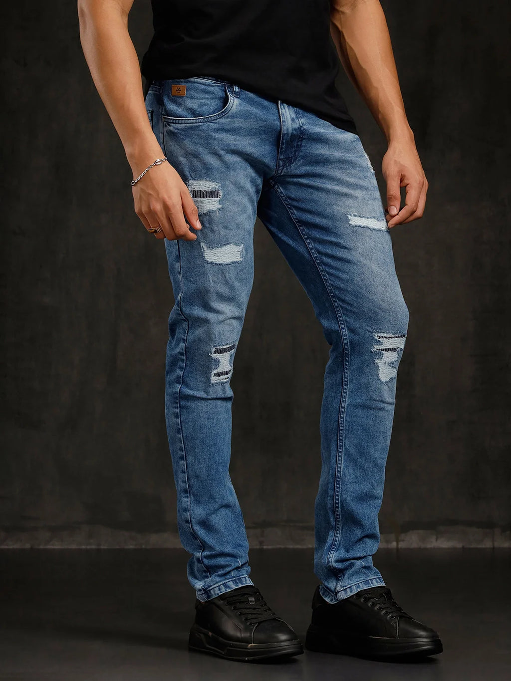 Heavy Fade Distressed Jeans | Blue